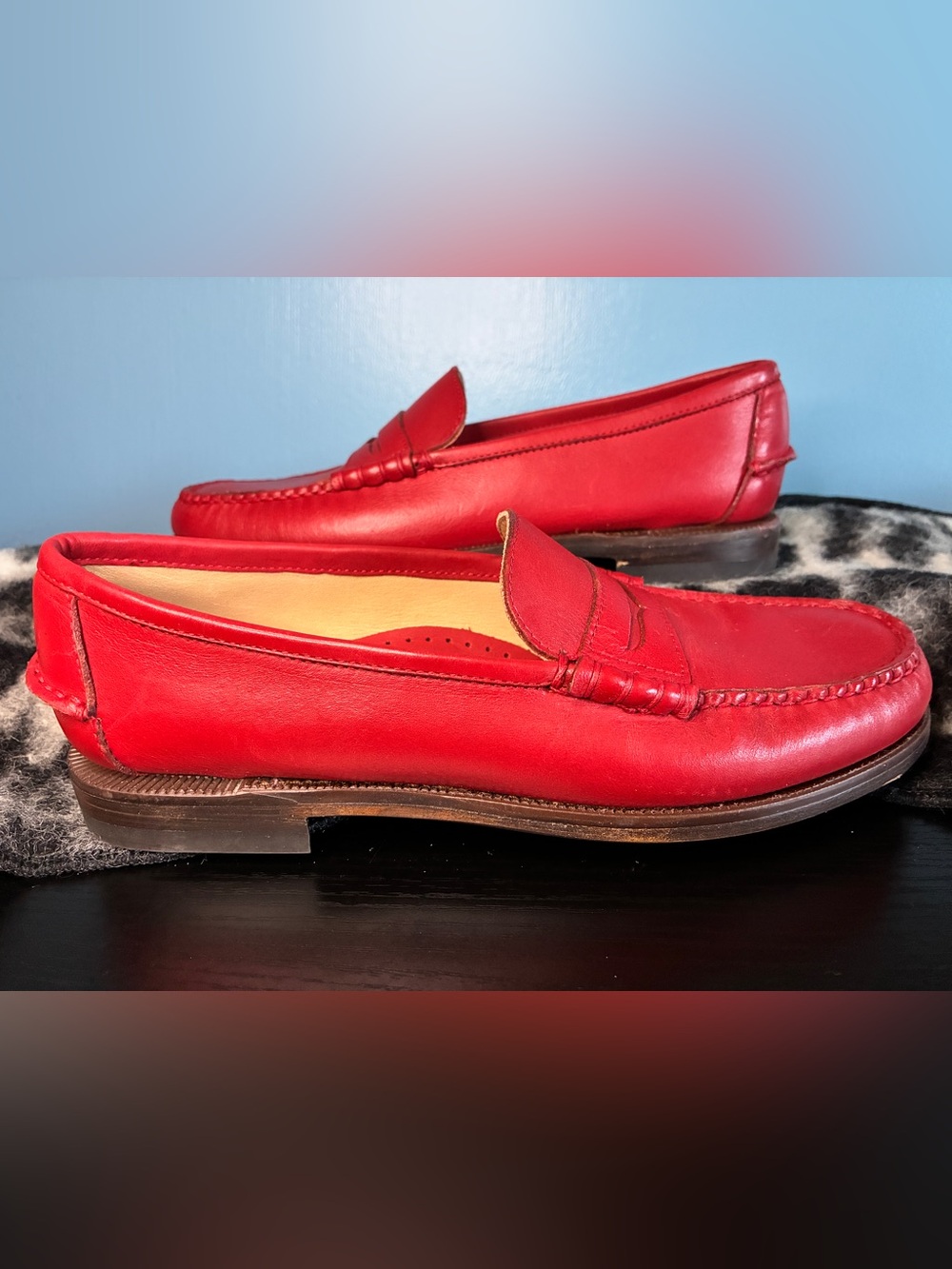 Sebago Red Leather Penny Loafers for women - Picture 2 of 8